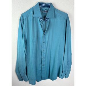 Robert Graham Men's Size XL Teal Flip Collar & Cuff Button Shirt
